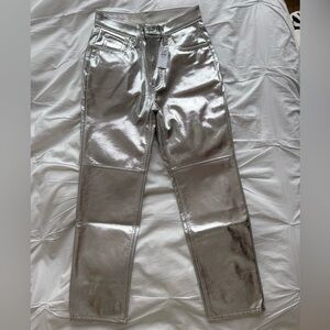 NWT Gap cheeky straight high rise, metallic silver, 26/2P